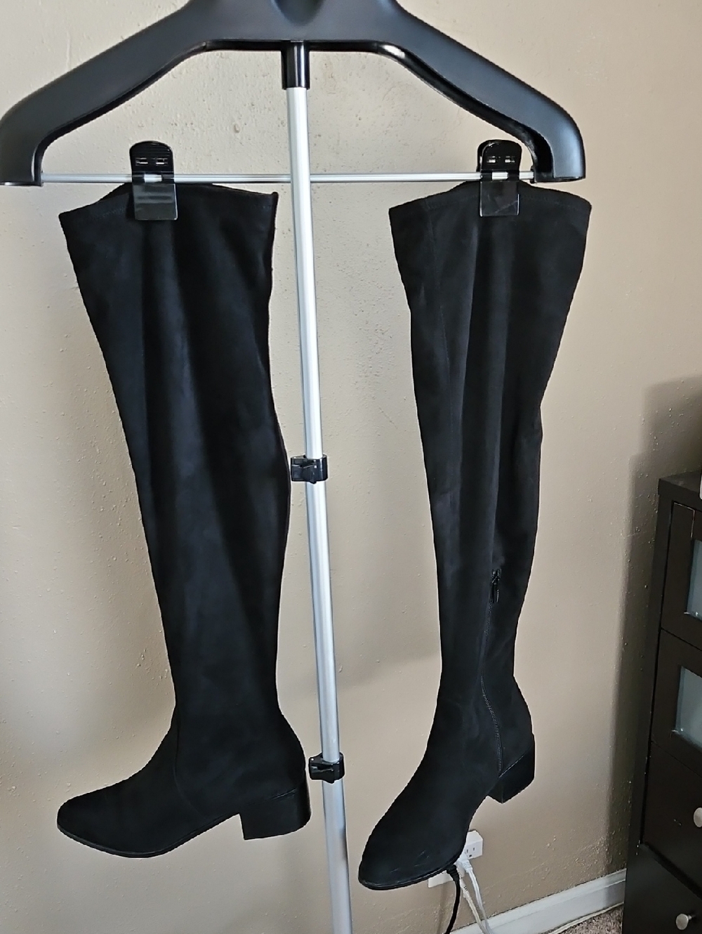 Steve Madden Black Over-the-Knee Suede Block Heel Boots